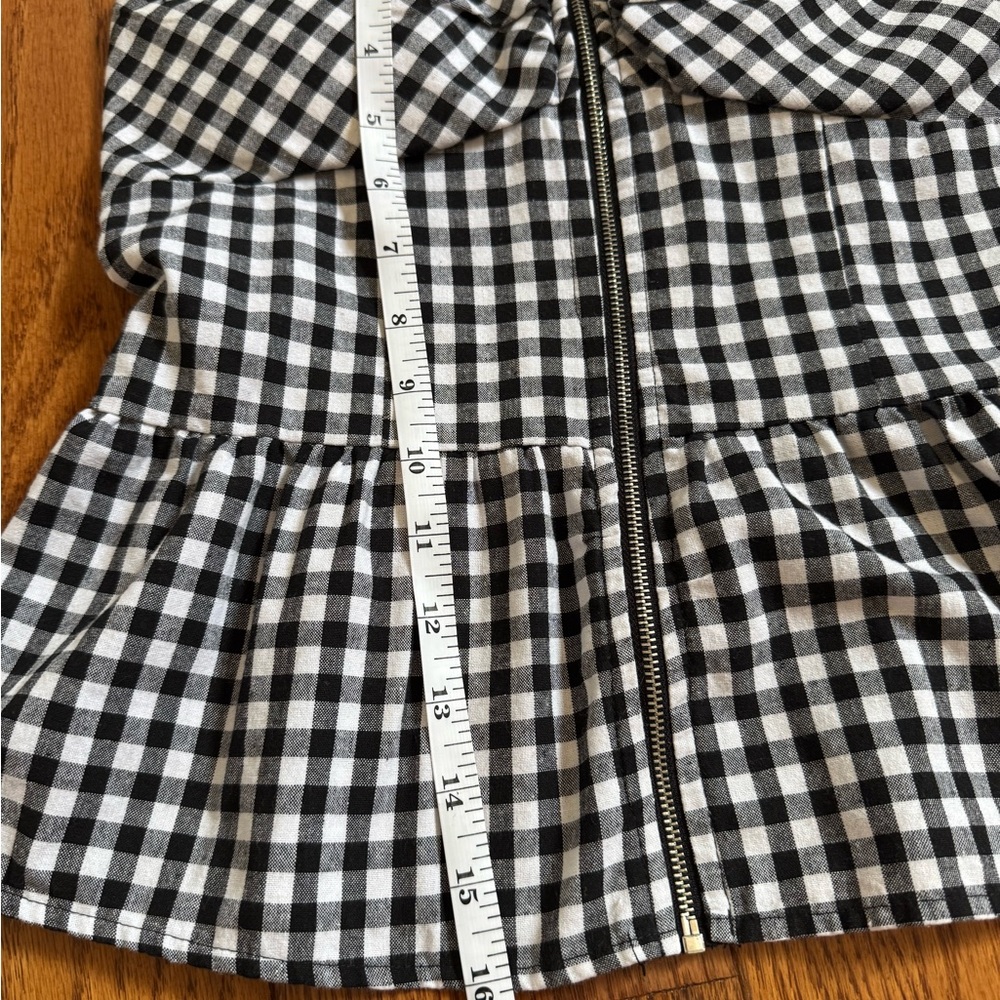 Black and White Gingham Peplum Top